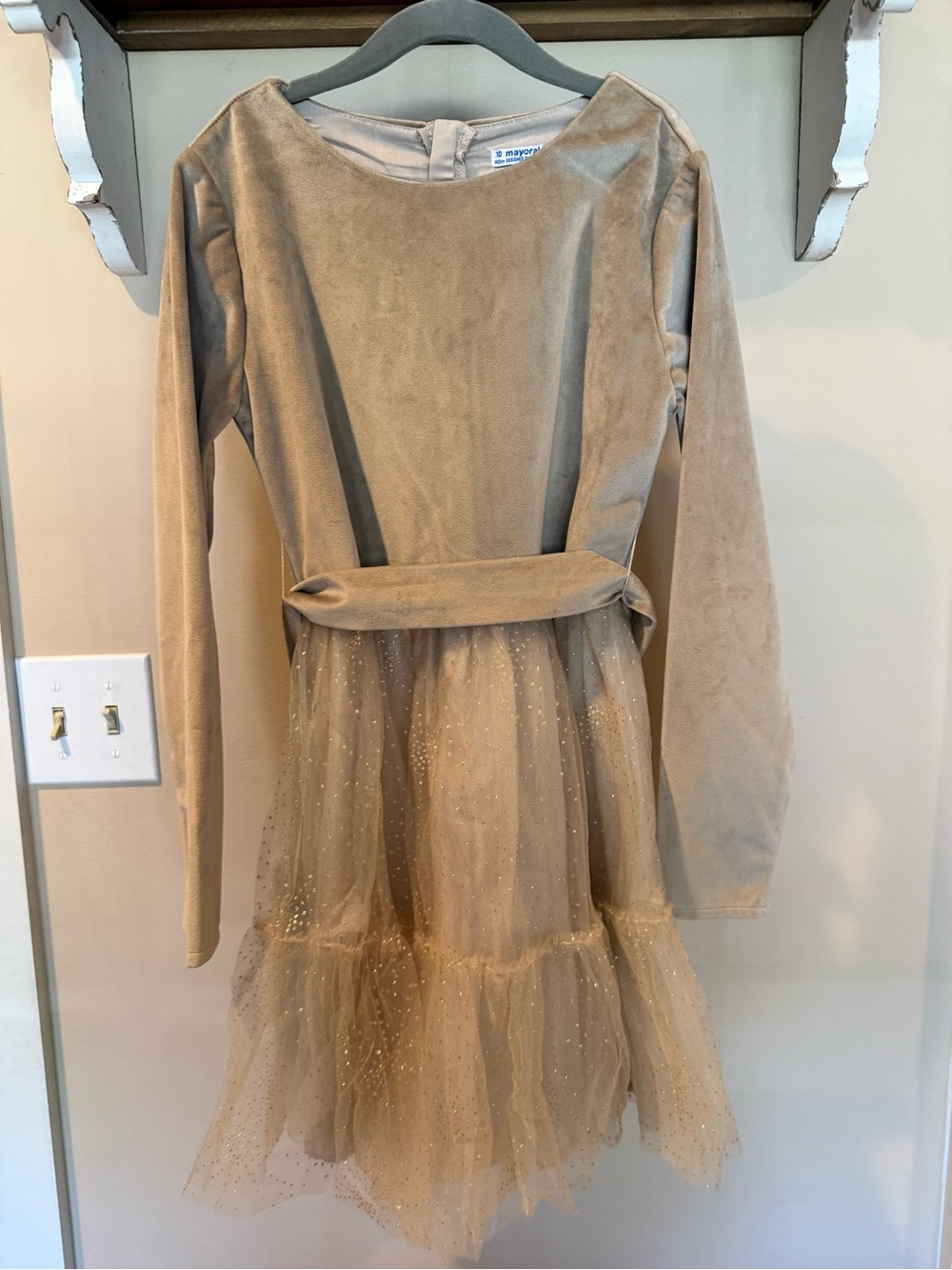Mayoral Suede and Tulle Sparkle Dress